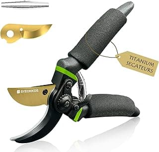 Secateurs, Premium Titanium Garden Pruning Shears, Gardening Scissors, Bypass, Ergonomic Shape, Garden Secateurs, Professional Hand Pruners, Hedge Shears
