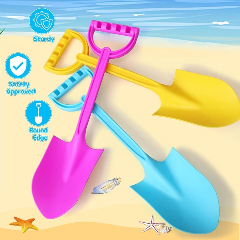 Beach Sand Shovels Toys, 16 Inch Heavy Duty Plastic Sand Spade Shovel for Kids Adults, Beach Sand Toy for Sandbox,Outdoor, Snow Scoop, Planting, Digging, Gardening, Summer Vacation 3 Pack