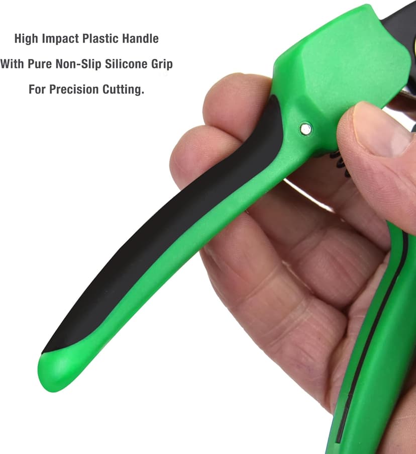 8 Inch Garden Pruner with a SK5 Carbon Steel, Non-stick, Rust Resistant Blade. Adjustable for Small and Large Hands