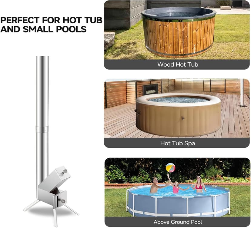 Outdoor Wood Burning Heater for Hot Tub, Portable Wood Fired Hot Tub Heaters,Titanium Coil Heat Exchanger Heating for Spas, Small Swiming Pools Wood Burning Stove
