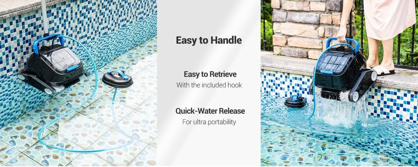 Black Pearl Ultra Robotic Pool Cleaner – Battery-Powered Inground Vacuum for Pools Up to 10 Ft Deep – Wall Climber – 150 Min Runtime – 7 Quart Top Load Filter – 2-Year Warranty