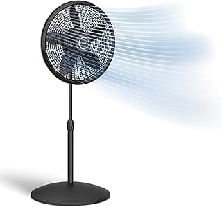 Lasko Oscillating Pedestal Fan, Adjustable Height, 3 Speeds, for Bedroom, Living Room, Home Office and College Dorm Room, 18", Black, 1827