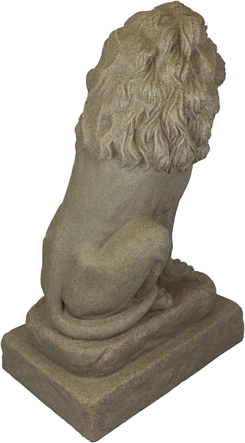 EMSCO Group Guardian Lion Statue – Natural Sandstone Appearance – Made of Resin – Lightweight – 28” Height