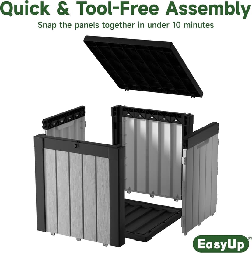 50 Gallon Outdoor Storage Box, Resin Waterproof UV-Resistant Deck Box, Reinforced Stability for Patio, Garden, and Poolside, Striped Black & White