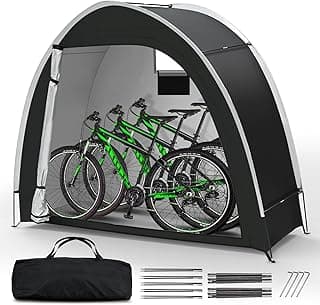 Bike Storage Tent Outdoor - Upgraded Portable Bicycle Storage Sheds with 210D Oxford Fabric PU5000 Waterproof for 2-3 Bikes, Bike Tent/Bike Shed/Bike Cover for Motorcycle, Garden Tools, etc