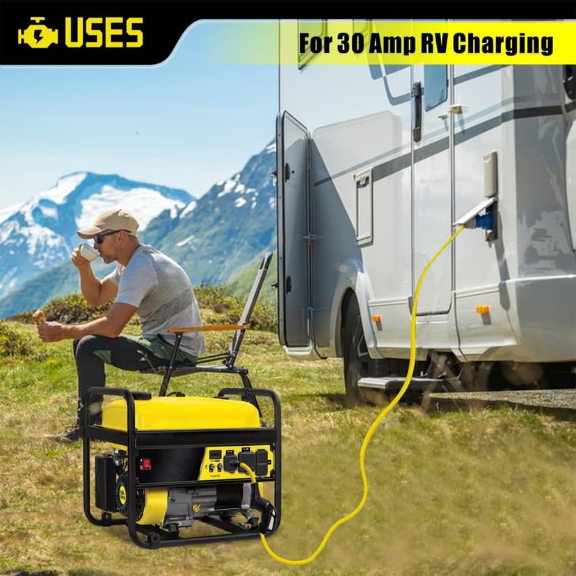 4 Prong Twist Lock to 3 Prong 30 Amp RV Generator Adapter Cord, NEMA L14-30P to TT-30R Adapter for Trailer Camper