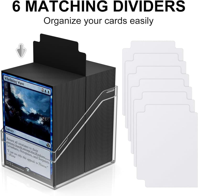 Mlikero Card Deck Cases, 6 Pack Acrylic Commander Deck Box Holding 100+ Sleeved Cards with 6 Dividers, Clear Card Storage Box Fit for MTG, TCG, Sports Cards