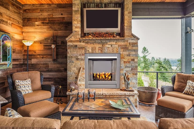 Duluth Forge Ventless Stainless Outdoor Gas Fireplace Insert with Reflective Black Glass Media - 24,000 BTU, Manual Control - Model# DF450SS-G-RBLK