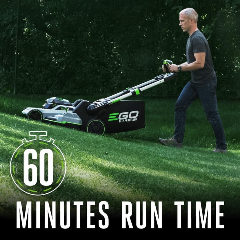 EGO Power+ LM2123SP-2 21-Inch 56-Volt Cordless Self-Propelled Brushless Lawn Mower with Touch Drive, with 4.0Ah, 6.0Ah Batteries, and 550W Rapid Charger