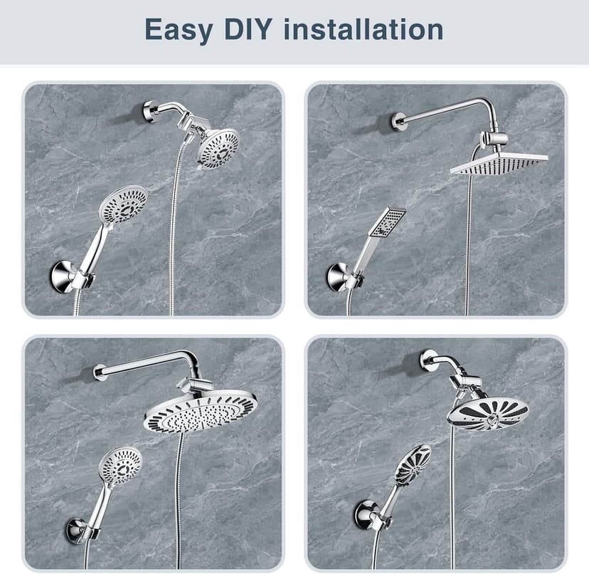 BRIGHT SHOWERS Shower Arm Diverter Valve for Hand held Showerhead and Fixed Spray Head, 3-Way Shower Head Diverter Valve, Chrome