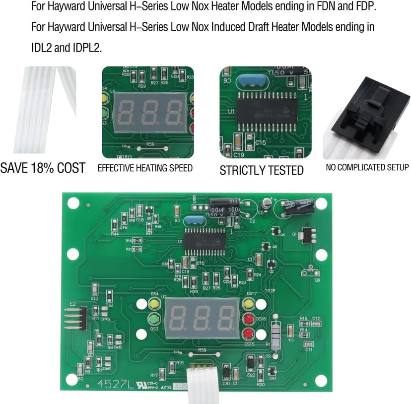 IDXL2DB1930 Display Board, Replacement for Hayward Heater IDXL2DB1930 Display Board Control Panel Keypad Membrane Switch Compatible with Hayward H350FDP H250IDL2 H350IDL2 H400IDL2 & Universal H-Series