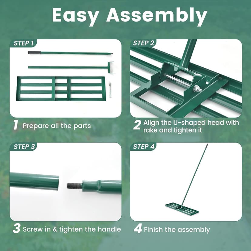 Goplus Lawn Leveling Rake, 42" x 10" Heavy Duty Level Lawn Tool w/ Ergonomic Handle for Soil, Effort-Saving Landscape Rake for Garden, Backyard, Golf Course, Farm, Pasture