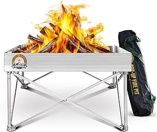 Fireside Outdoor Portable Fire Pit for Camping 24 Inch- Collapsible Pop Up Fire Pit, Outdoor Camp Fire, Wood Fire Pits for Outside, Campfire Standing Fire Pit, Weighs 7 lbs, Heat Shield NOT Included
