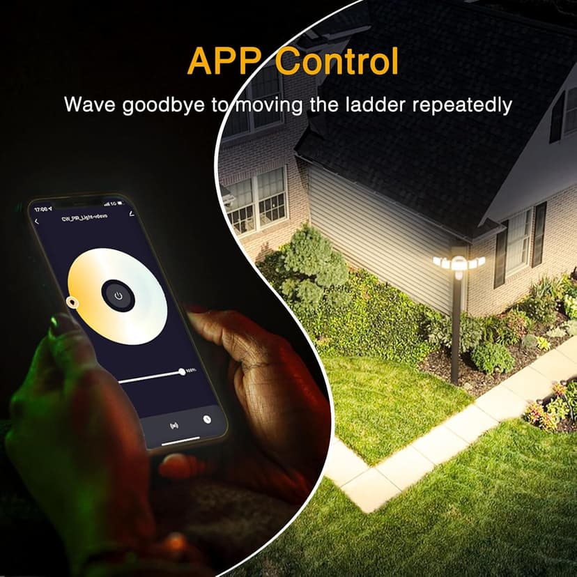 Onforu 5 Heads 65W Smart LED Security Lights Motion Sensor Outdoor, 340° Illumination WiFi Alexa Flood Light 5500LM APP Control, 2500K-6500K Exterior Motion Detector, IP65 Wall Light for Yard, White