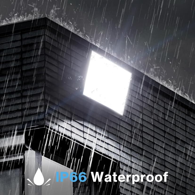 Olafus 2 Pack 150W LED Flood Light Outdoor, 13500LM Super Bright Work Lights Plug in, 6500K, IP66 Waterproof Exterior Floodlight for Stadium Yard Barn