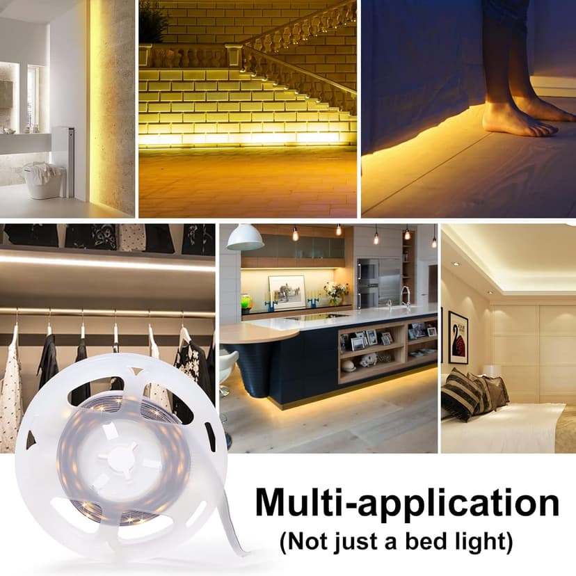 Motion Sensor Led Light Strip 9.8FT，Rechargeable Lithium Battery Power Supply，Multi-Functional Controller Dimmer and Timer for Bedroom Kitchen Showcase Stair Corridor Dark Corner