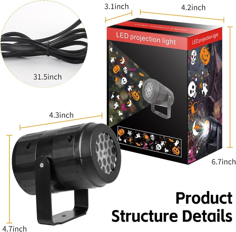 Halloween Projector Lights Outdoor/Indoor, Led Lights Projector Waterproof for Gift Halloween Decorations, Holidday Projector Home Party Light Show for Halloween (Halloween Light)