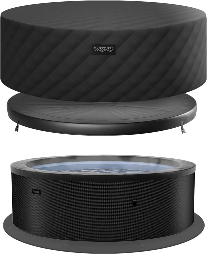 Tahoe Energy-Efficient Hot Tub Bundle | 4-Person Rigid Eco Foam Spa with Thermal Cover & Insulated Foam Mat | Charcoal Black