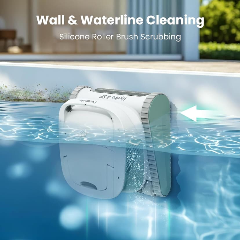 Poolmate Hydro 4 SE Corded Robotic Pool Cleaner, 150W 180μm Class Basket Filter Pool Vacuum with Climbing Walls & Floors, Ideal for Inground Pools Up to 40FT Long Cable
