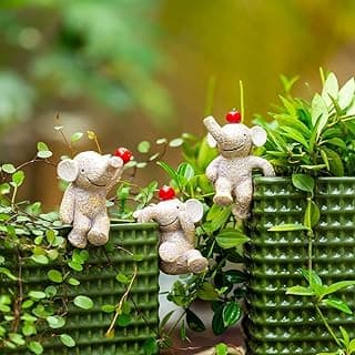 Garden Statues Flowerpot Landscaping Tree-Hugger Fairy Plant Pot&Vase Hugger, Mini Decorative Climber Clingers (3Pack Elephant)