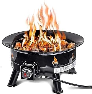 Outland Living Firebowl Smokeless Fire Pit, Round Outdoor Portable Propane Gas Fire Pit with UV and Weather Resistant Durable Cover, 24-Inch Diameter 58,000 BTU, Black, 883 Mega, For Outside Use