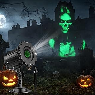Halloween Projector Lights Outdoor Indoor - 3D Dynamic Green Skull Ghost Projector Decorations Lights, Waterproof Halloween Light for Window, Ground, Roof, Wall,Cemetery, Halloween Decor
