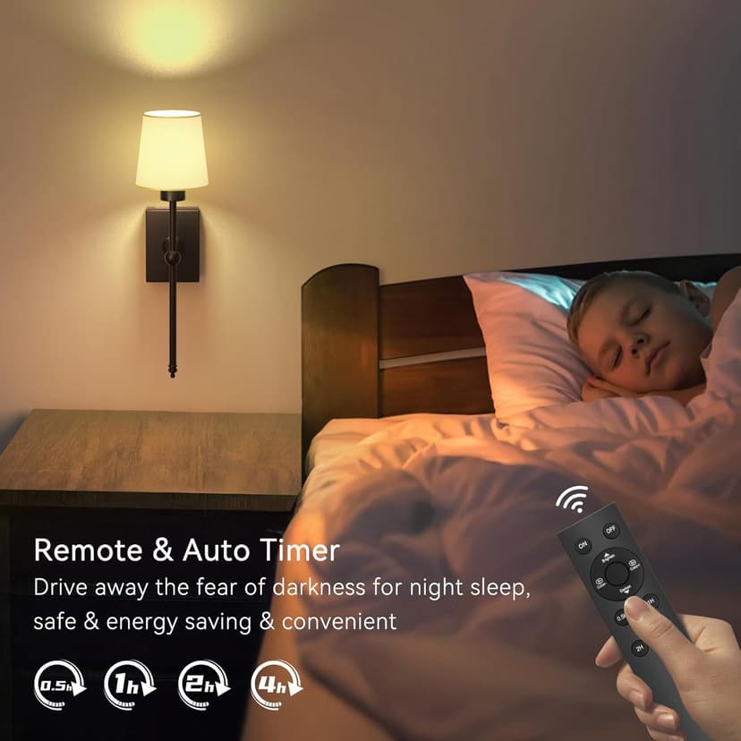 iThird Battery Operated Wall Sconces Set of 2: Black Rechargeable Wall Lights with 6000mAh Detachable Battery and Remote,4CCT Dimmable Wireless Sconce Lamp for Bedroom Living Room Hallway Bathroom