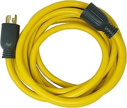 Southwire 65172840 20-Foot 30Amp Generator Cord; 10-Gauge Heavy Duty Electrical Power Cable with L14-30 Locking Plug; 125V / 250V; Yellow; Feet; Black