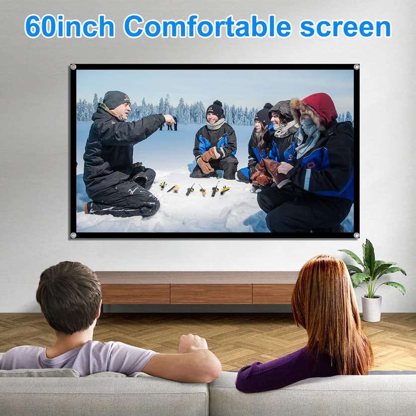 60 Inch Projector Screen, OKEDUO 4K 16:9 HD Portable Projection Movie Screen, Anti-Crease Indoor Outdoor, Simple Install, Easy Carrying Projection Screen for Home Theater Backyard