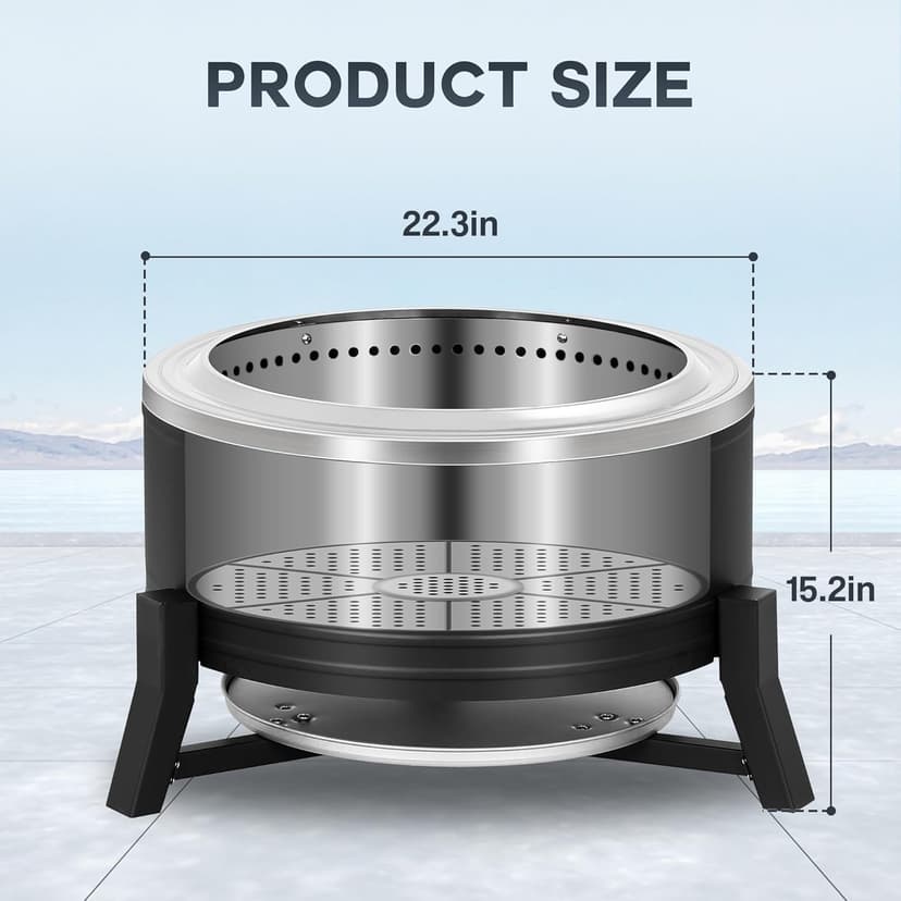 BALI OUTDOORS 22 inch Smokeless Firepit Outdoor, Outdoor Fire Pit Patio with Ash Pan, Portable Fire Pit Wood Burning