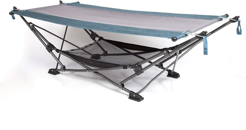MacSports Collapsible Portable Folding Hammock with Removable Canopy - Includes Pillow and Mesh Storage Net, Freestanding, Heavy Duty, Outdoor Hammock (Teal)