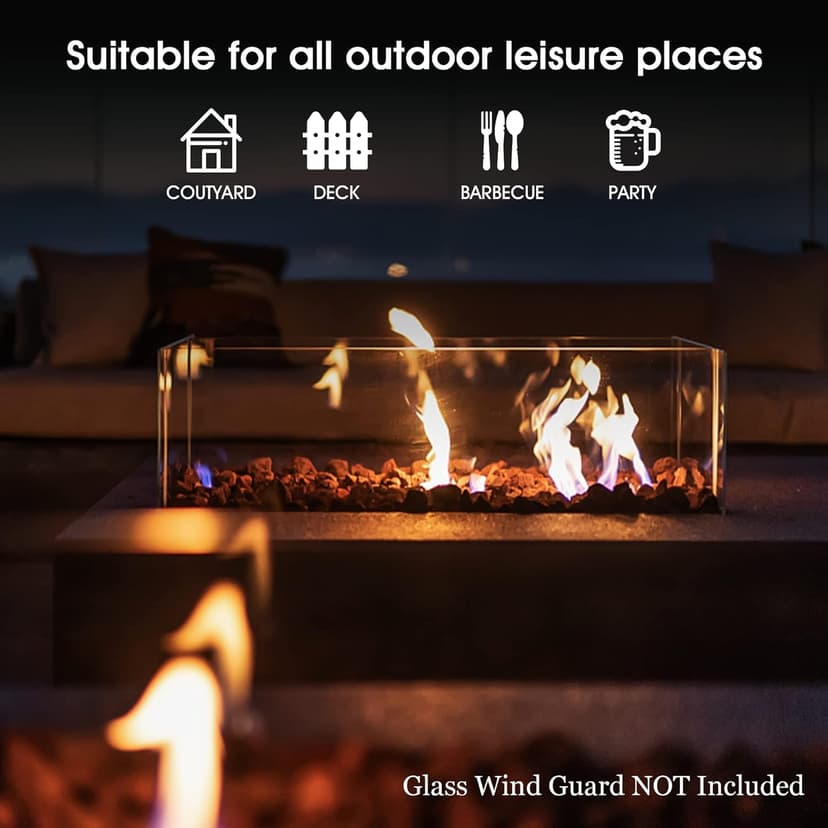 LEGACY HEATING 57 inch Propane Fire Pit Table Outdoor Gas Fire Pit Table, 50000BTU Fire Table with Lid, Retangular Black Firepit Table for Garden Backyard Deck Poolside Party