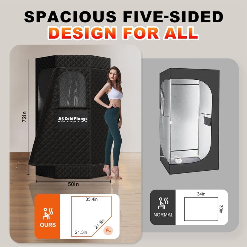 Portable Steam Sauna for Home, XL Sauna Tent with 3L 1200W Steamer & Red Light, Foldable Chair & Mat, Indoor Personal Spa for Relaxation, Detox & Recovery