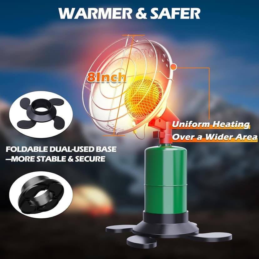 Propane Heater - 6200 BTU Portable Tent Heater, Camping Gas Heater and Stove