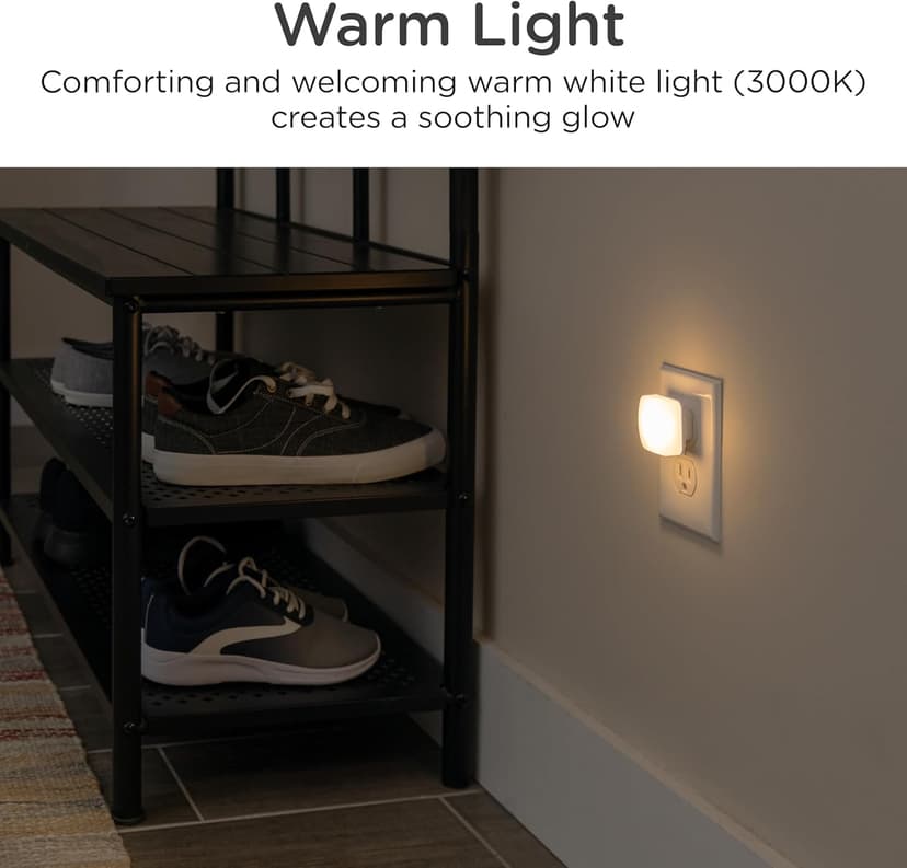 Lights By Night Mini Square LED Night Light, Plug-in, Dusk to Dawn Sensor, Compact, Ambient Lighting, for Kids or Adults, Bedroom, Bathroom, Nursery, Hallway, 6 Pack, 82489