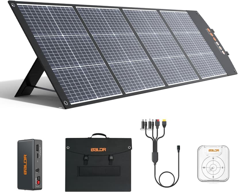 BALDR Solar Panels 200W Monocrystalline Portable Folding Solar Charger for Solar Generators and Portable Power Stations，Solar Panel Kit for Camping, Off Grid Living