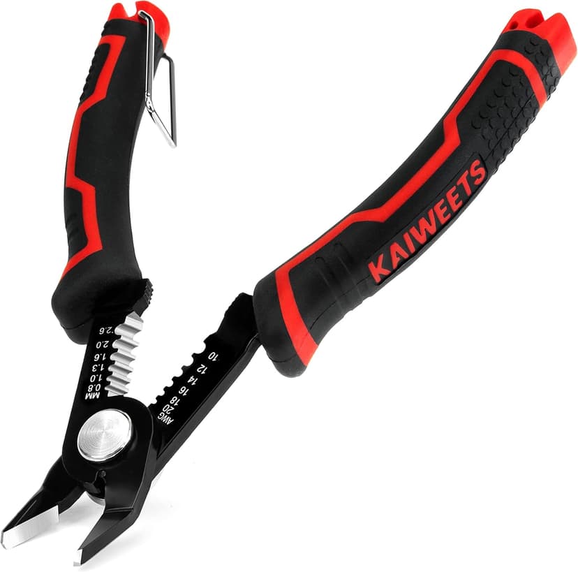 KAIWEETS Wire Cutters 6-Inch Flush cutter with Supplementary Stripping, Cutting Pliers, Handy and Slim Diagonal Cutters, Side Cutting Pliers, Sharp Snip, Safety Lock