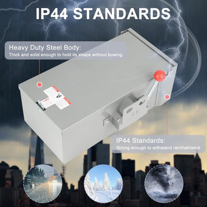 Generator Transfer Switch 100A, Manual Transfer Switch for Home Generator, Heavy Duty Double-Throw 120/240V,24000W for Indoor Outdoor Use,NEMA 4X Standards