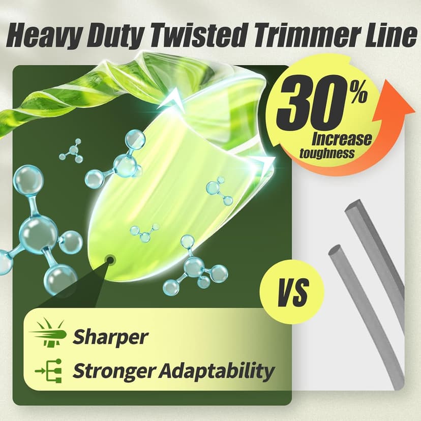 Weed Eater String, Eventronic 095 Trimmer Line of 150-Feet, Trimmer Line for Universal Replacement, Twist Weed Wacker String Fits Medium& Heavy Grass&Weeds, String Trimmer Line of Yellow Premium Nylon
