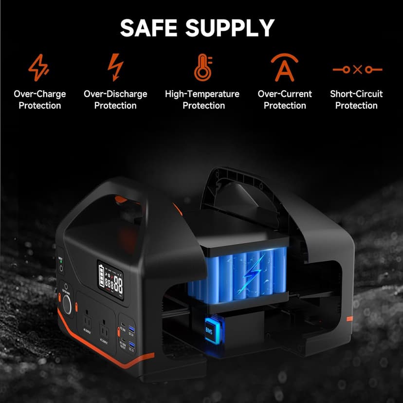 Portable Power Station 600W,293Wh Portable Generator for Home Use, Quiet Generator for Camping Travel Emergency CPAP Survival Backup Outdoor Apartment,100W PD & 110V Pure Sine Wave AC Outlet