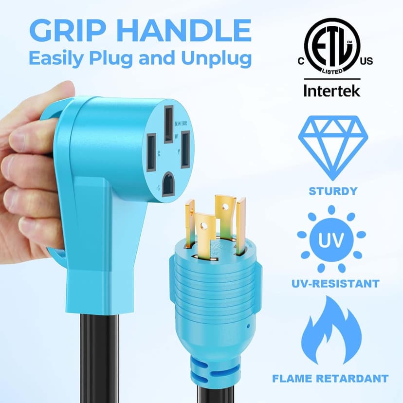 CircleCord 4 Prong 30 Amp to 50 Amp Generator to RV/EV Adapter Cord, NEMA L14-30P to 14-50R, Heavy Duty STW 10 AWG Suit for Tesla Model S/3/X/Y Charging or Generator to House and RV Trailer Camper
