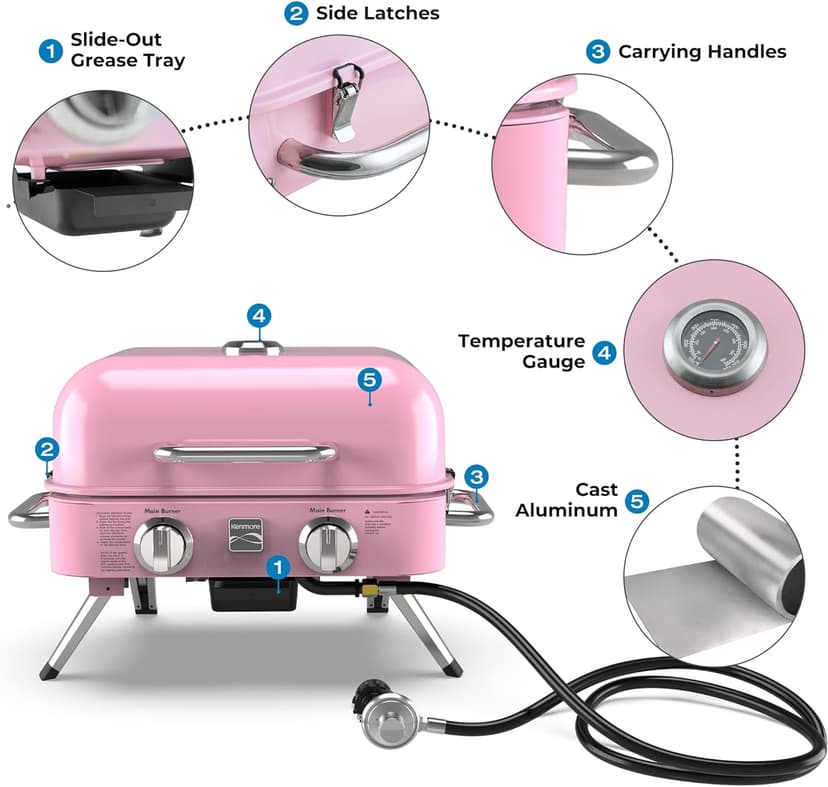 Kenmore 2-Burner Portable Tabletop Retro Gas Grill