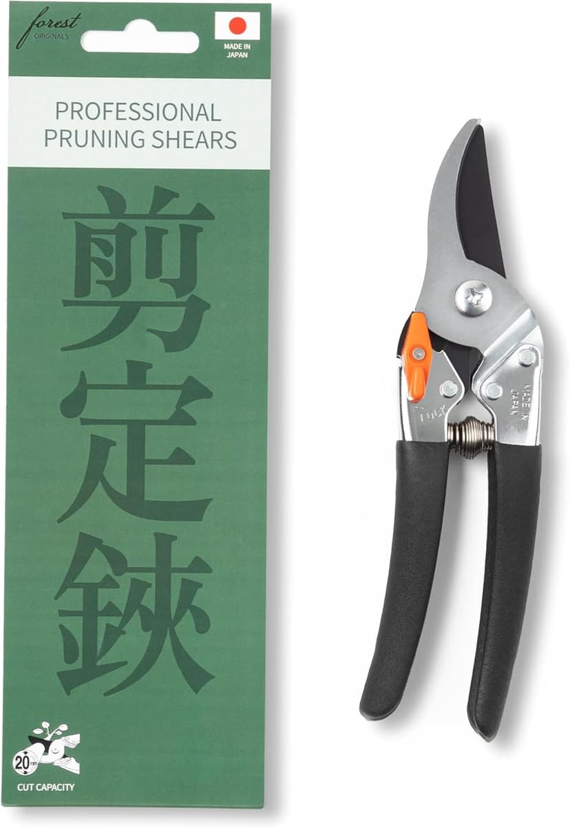 Saboten 7.9" Japanese Pruning Shears - Premium Steel Blades, Rust-Resistant Fluorine Coating, Ergonomic Grip, Duracon Safety Lock - forest Originals, Made in Japan, Gardening & Farming Scissors