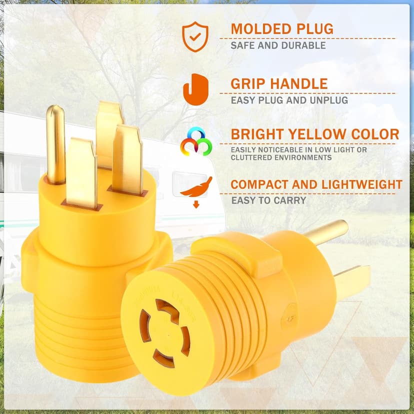 Kanayu Generator Transfer Switch Adapter Compatible with NEMA 14-50P to L14-30R, 4-Prong Generator to House Adapter 50 Amp Male 30 Amp Locking Female Welder Dryer RV EV