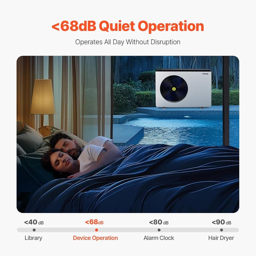 VEVOR Electric Pool Heat Pump, 35830 BTU, Pool Heaters for 6605-13209GAL Above and In Ground Pools, Low Noise, Heating and Cooling Highly Efficient & Energy-Saving Pool Water Heater AC208-230V 60Hz