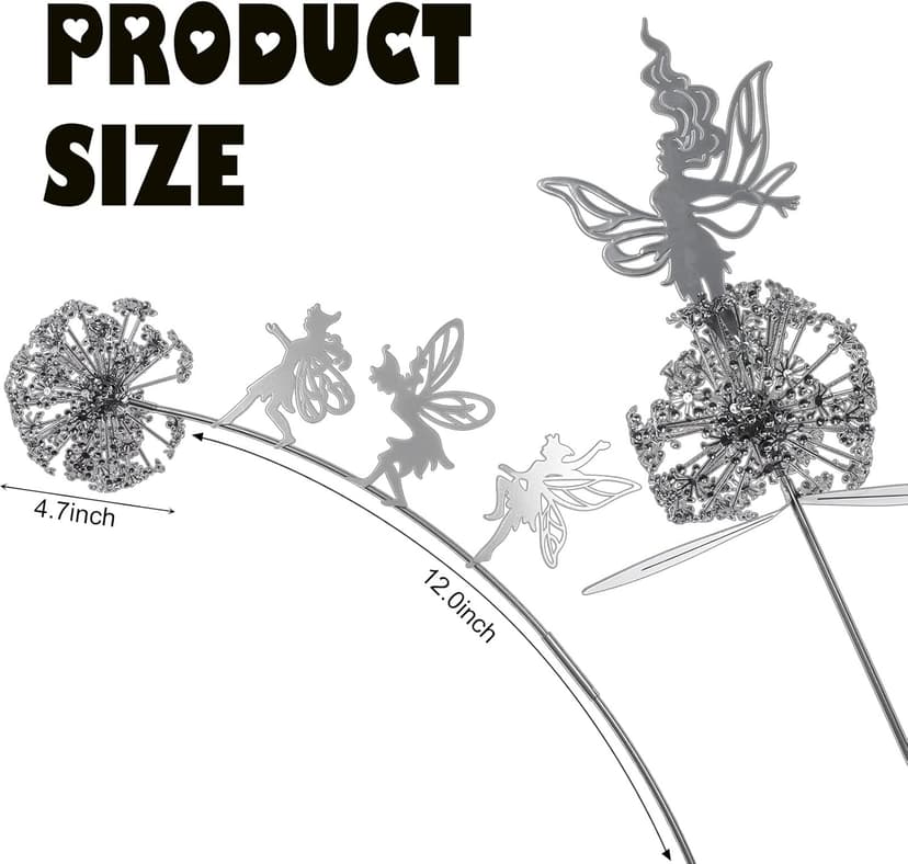 2 Pcs Flower Dancing Dandelion Fairy Garden Sculptures - Dancing Fairy Dandelion Garden Ornaments Art Decorations for Outdoor Yard Lawn Patio