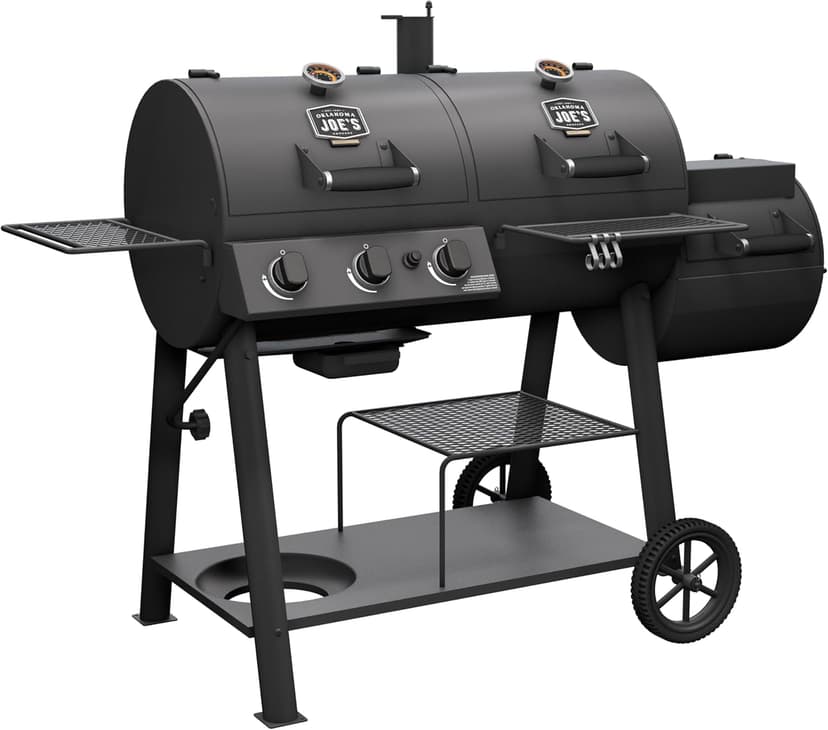 OKLAHOMA JOE'S® Canyon™ Charcoal and Propane Gas Combination Smoker and Grill, Black Steel, 24203004