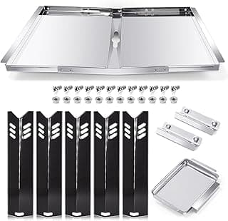 Grill Grease Tray Replacement Parts for Dyna Glo DGF493BNP, DGF510SBP, Backyard Grill BY13-101-001-12, BY14-101-001-02 and BHG Grill Parts, Adjustable 24''-30'' Gas Grill Drip Pan, Heat Plate Shields.