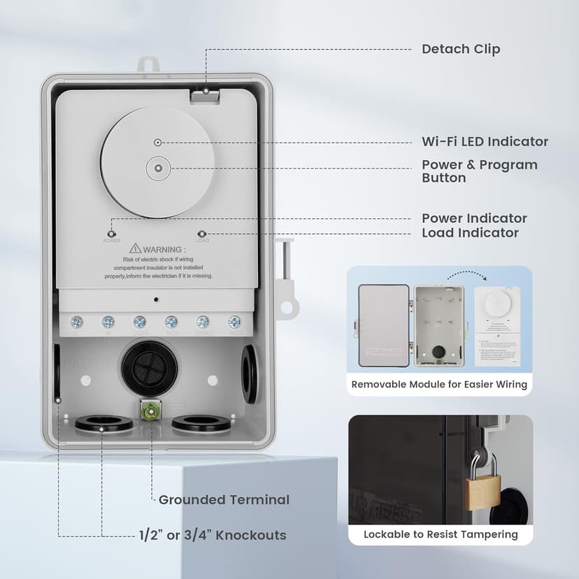 SURAIELEC WiFi Pool Timer, Outdoor Indoor Smart Switch, 40 AMP, 2HP, 120, 240, 277 VAC, Heavy Duty Pool Controller Light Timer Box for Pool Pump, Water Heater, Spa, Powerful Electrical Appliances