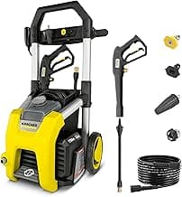 Kärcher Pressure Washer, Detergent Tank, Start/Stop Foot Switch, Onboard Storage Container, 3 Spray Nozzles, 1.46 GPM Max - for Cars, Decks, Patios, Driveways and Siding - K1700